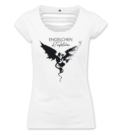 Damen T-Shirt: Engelchen & Teufelchen in Love