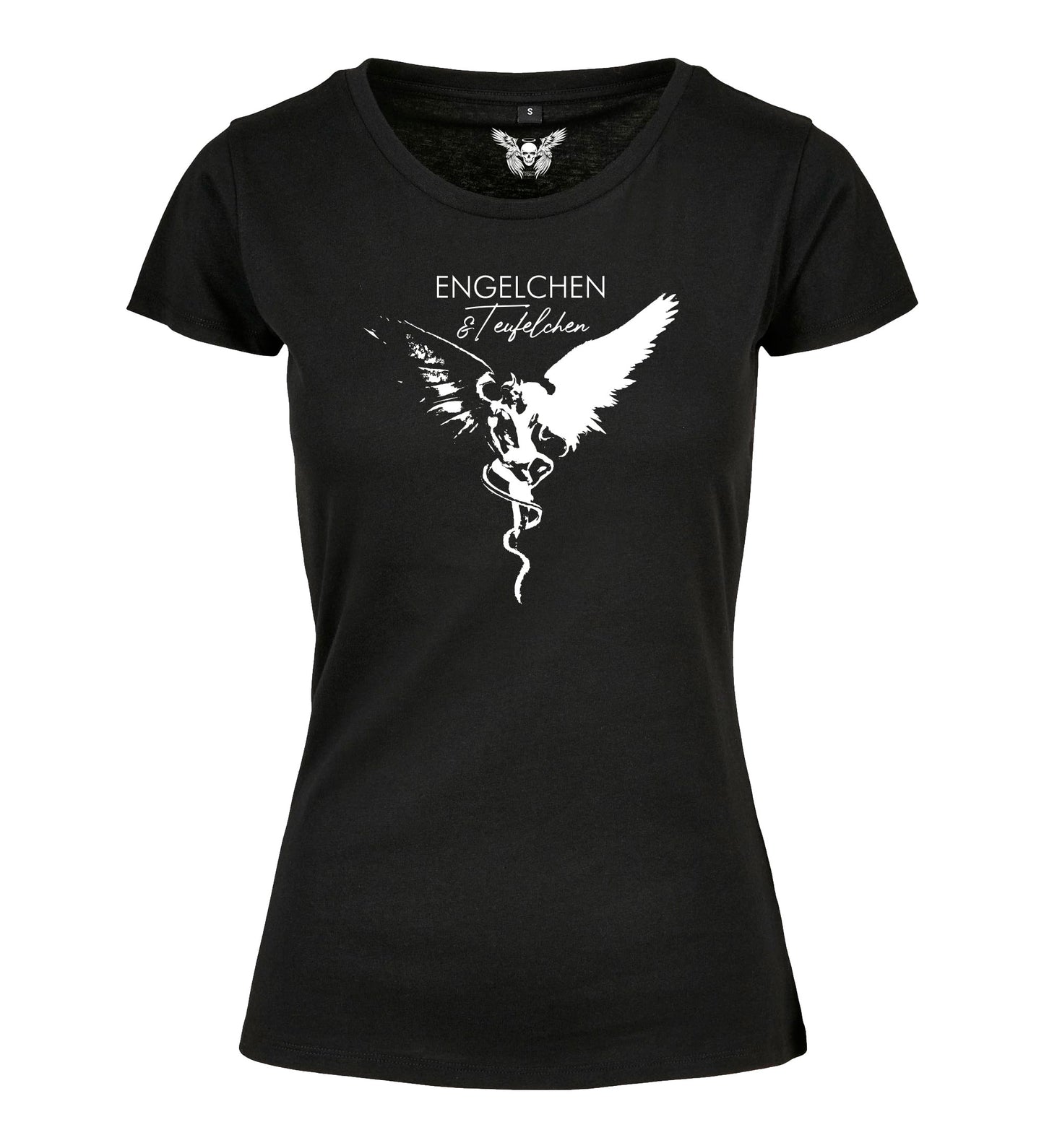 Damen T-Shirt: Engelchen & Teufelchen in Love