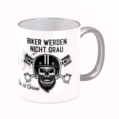 Tasse mit Spruch: Biker werden nicht grau, das ist Chrom